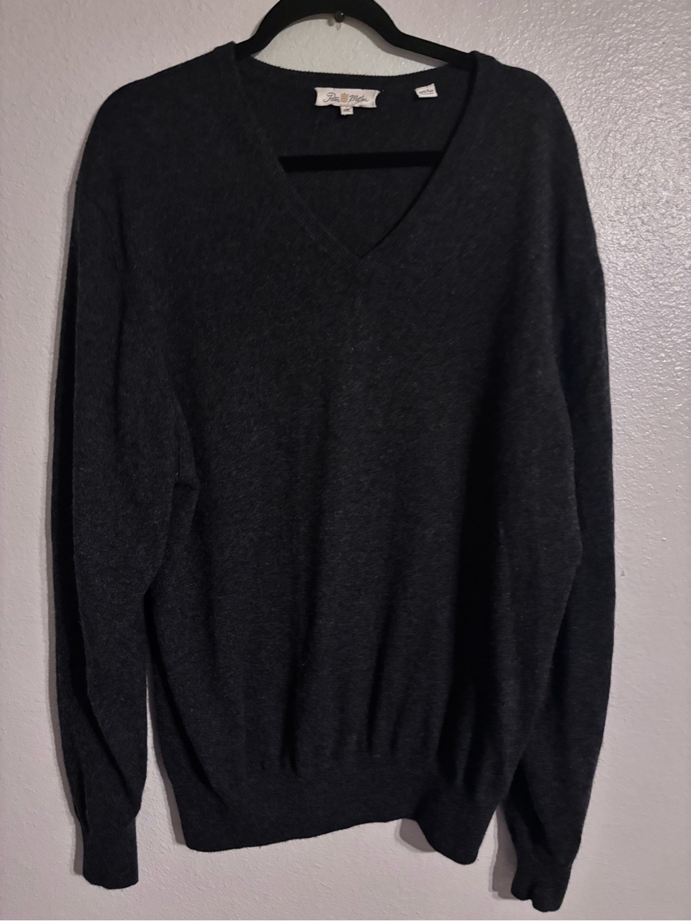 Peter Millar Charcoal V-Neck Men's 100% Cashmere Sweater